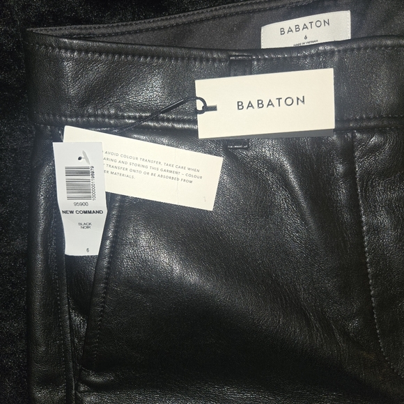 Aritzia Babaton New Command Mid Rise Pants Black Size:6 NEW Faux Leather - Picture 12 of 12